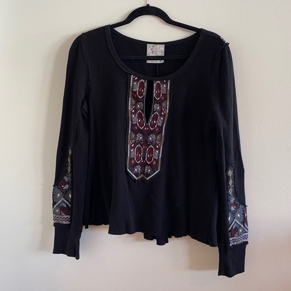 Free People Embroidered Waffle Long Sleeve - Picture 1 of 6